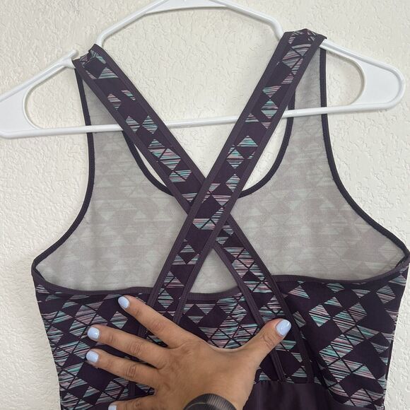 Smartwool XS Willow Lake Purple Geometric Wool Cross Back Dress Athleisure j14 - Picture 6 of 8